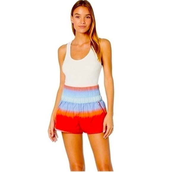 Free People FP Movement The Way Home High Rise Ombré Print Red Blue Shorts Large - Picture 1 of 11